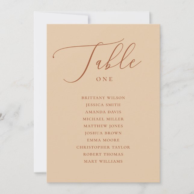 Warm Peach Sand Seating Chart | Desert Wedding Invitation (Front)