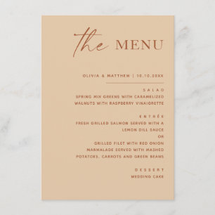 Warm Peach Sand Wedding   Soft Modern Simple Menu