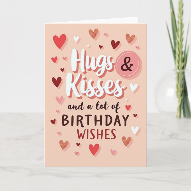 Warm Peachy Pink Wishes Card (Front)