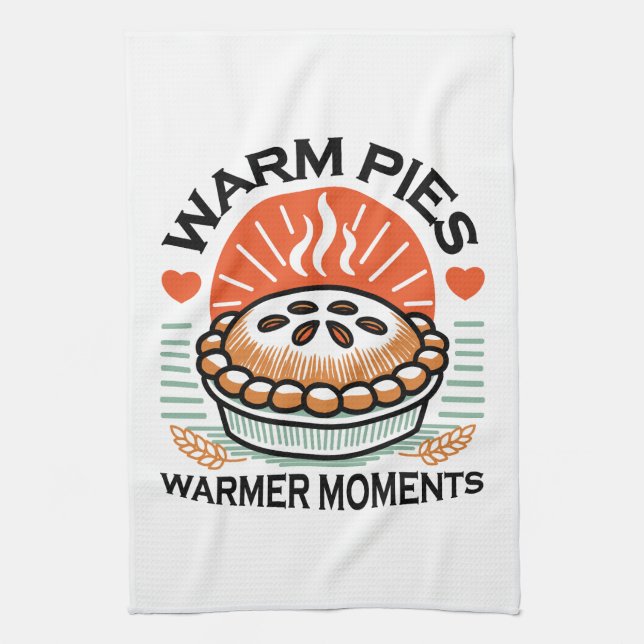 Warm Pies Warmer Moments – Cozy Autumn Design Kitchen Towel (Vertical)