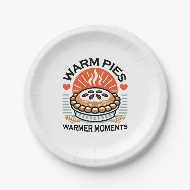 Warm Pies Warmer Moments – Cozy Autumn Design Paper Plates (Front)