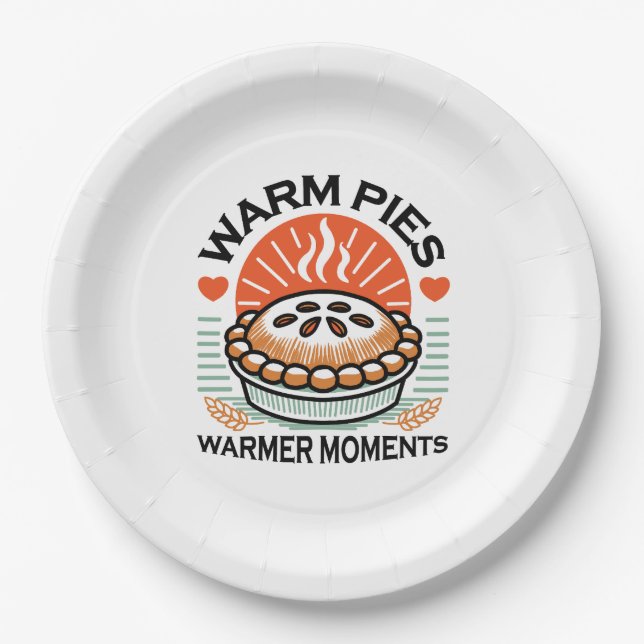 Warm Pies Warmer Moments – Cozy Autumn Design Paper Plates (Front)
