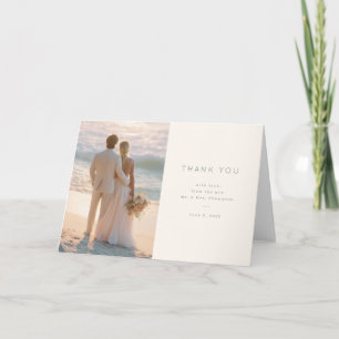 Warm Pink Beach Photo Letterpress Thank You Card