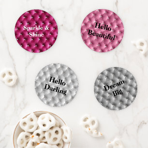 Warm Pink Faux Velvet Coaster Set