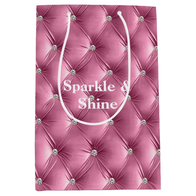 Warm Pink Faux Velvet Medium Gift Bag (Front)