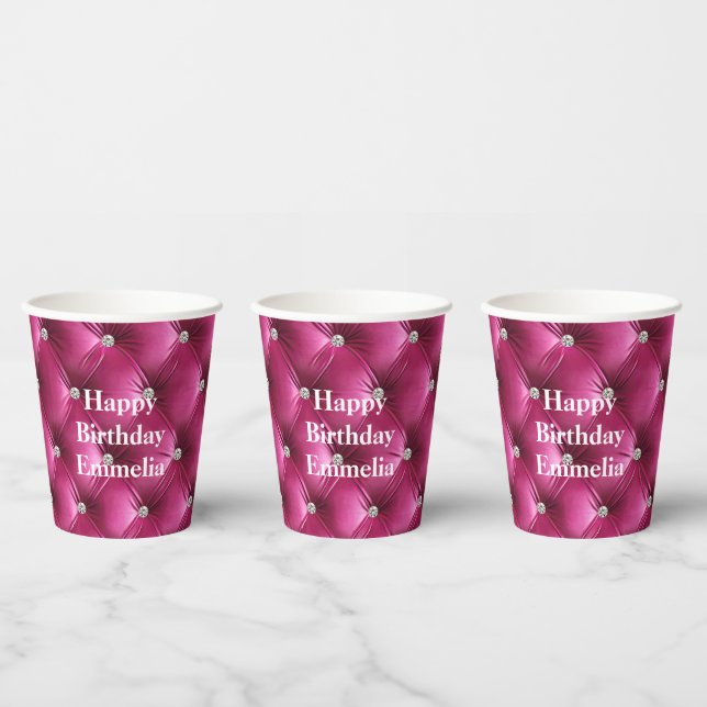 Warm Pink Faux Velvet Paper Cups (Multi)