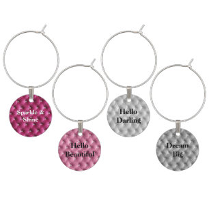 Warm Pink Faux Velvet Wine Charm