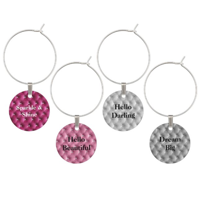 Warm Pink Faux Velvet Wine Charm (Staggered)
