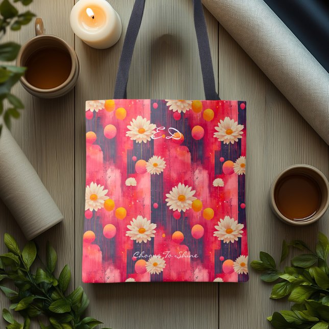 Warm Pink Floral Pattern – Artistic Daisy Botanica Tote Bag (Creator Uploaded)