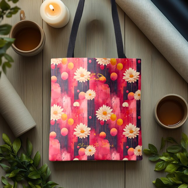 Warm Pink Floral Pattern – Artistic Daisy Botanica Tote Bag (Creator Uploaded)