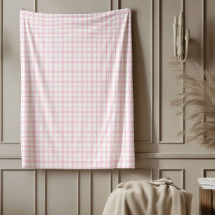 Warm Pink Gingham Blanket Vintage Farmhouse Look