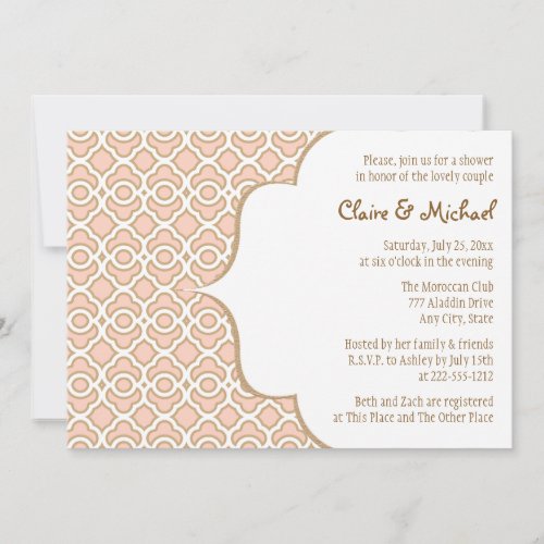 Warm PInk Gold Moroccan Couples Wedding Shower Invitation