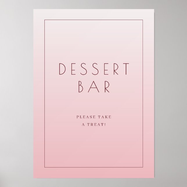 Warm Pink Minimalist Dessert Bar Sign Holder (Front)