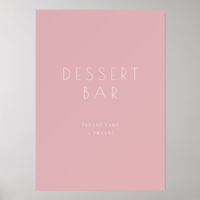 Warm Pink Minimalist Dessert Bar Sign Holder (Front)