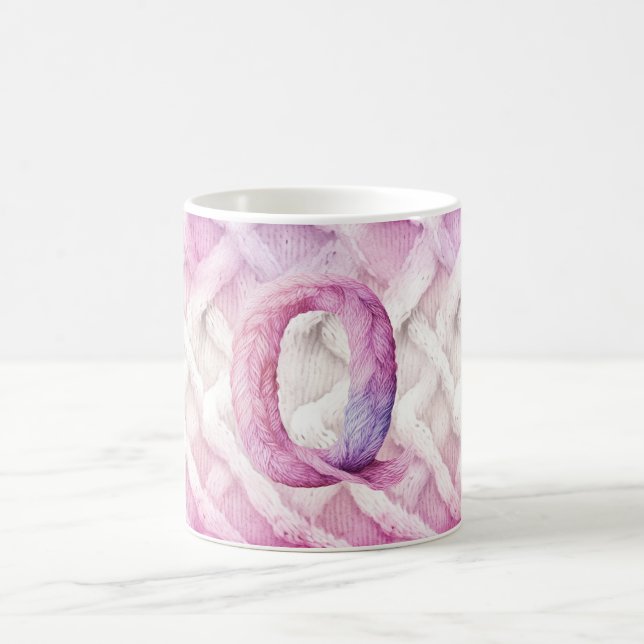 Warm Pink White Purple Letter Q Coffee Mug (Center)