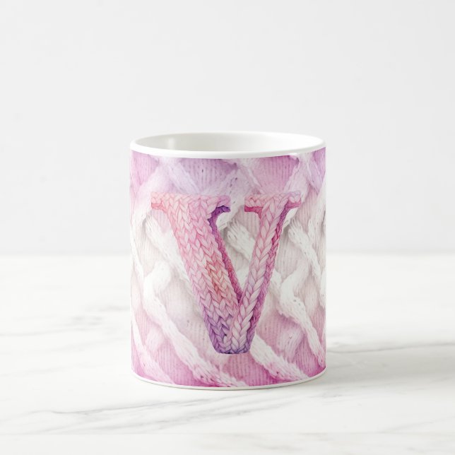 Warm Pink White Purple Letter U Coffee Mug (Center)