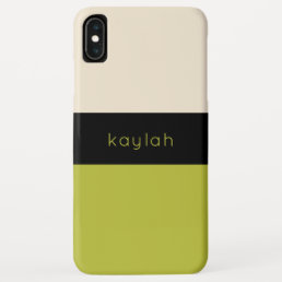 Warm Pistachio Green Color Block with Name iPhone XS Max Case