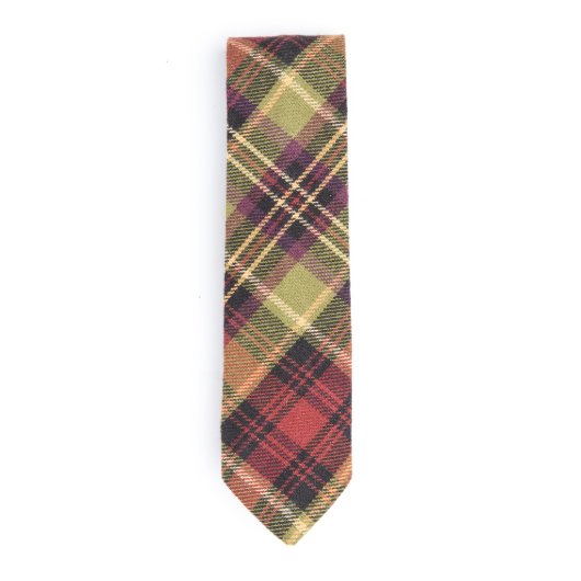 Warm Plaid Necktie w/Personalized Leather Tie Stay (Front)