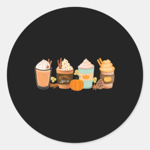 Warm Pumpkin Spice Latte Drinks Fall Coffee Lattes Classic Round Sticker