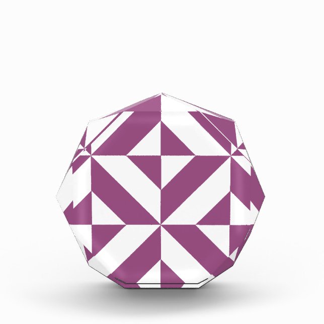 Warm Purple Geometric Deco Cube Award (Front)