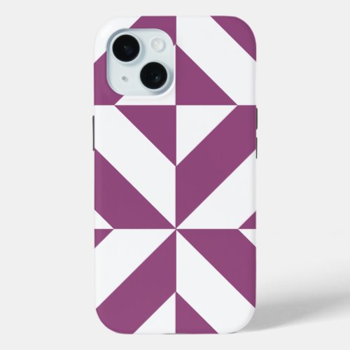 Warm Purple Geometric Deco Cube iPhone 15 Case