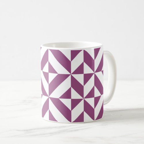 Warm Purple Geometric Deco Cube Coffee Mug