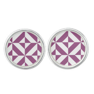 Warm Purple Geometric Deco Cube Cufflinks
