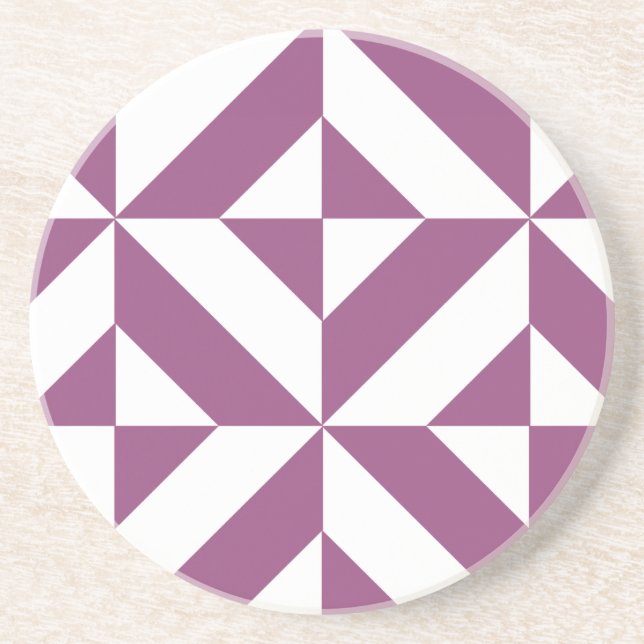 Warm Purple Geometric Deco Cube Drink Coaster (Front)