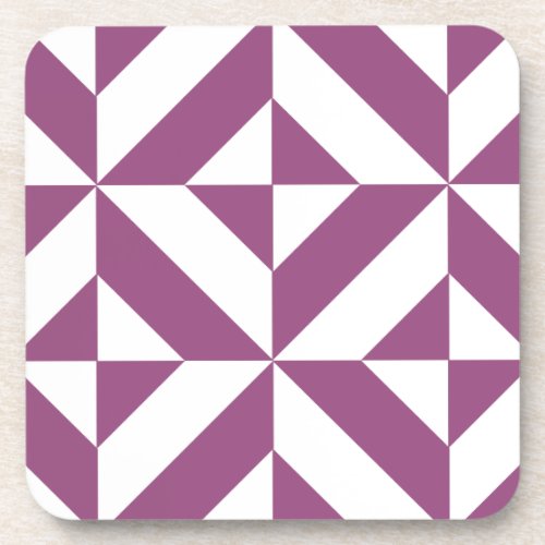 Warm Purple Geometric Deco Cube Drink Coaster