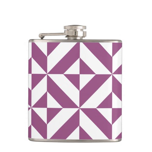 Warm Purple Geometric Deco Cube Flask