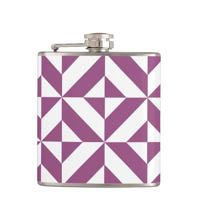Warm Purple Geometric Deco Cube Flask (Front)