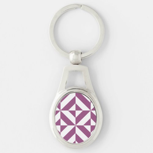 Warm Purple Geometric Deco Cube Keychain