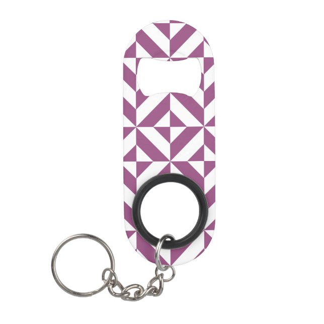 Warm Purple Geometric Deco Cube Keychain Bottle Opener (Front)