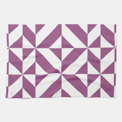 Warm Purple Geometric Deco Cube Kitchen Towel