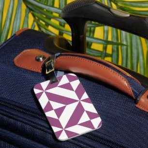Warm Purple Geometric Deco Cube Luggage Tag