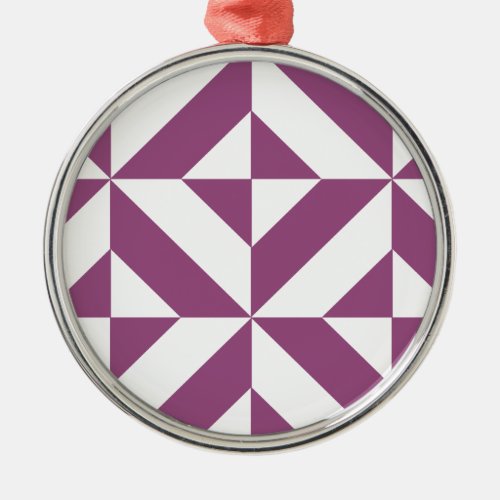 Warm Purple Geometric Deco Cube Metal Ornament