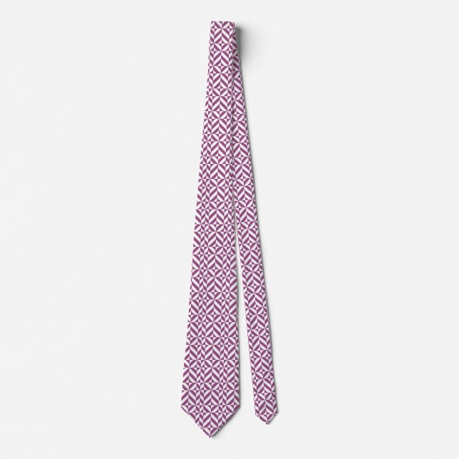 Warm Purple Geometric Deco Cube Neck Tie (Front)