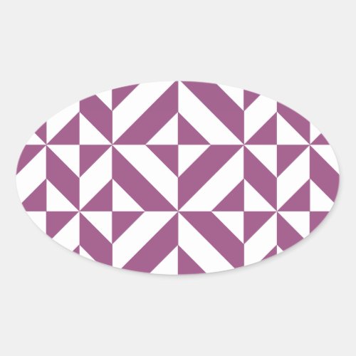 Warm Purple Geometric Deco Cube Oval Sticker