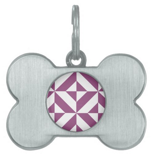 Warm Purple Geometric Deco Cube Pet ID Tag