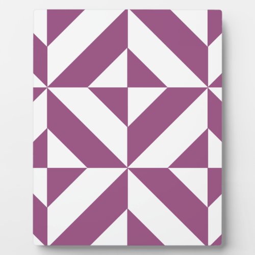 Warm Purple Geometric Deco Cube Plaque