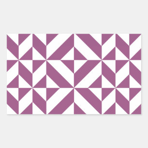 Warm Purple Geometric Deco Cube Rectangular Sticker