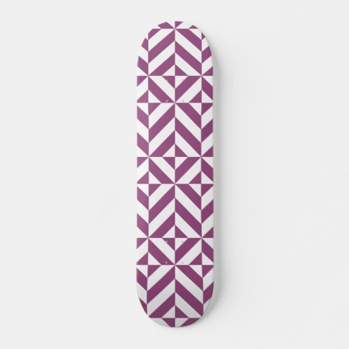 Warm Purple Geometric Deco Cube Skateboard Deck