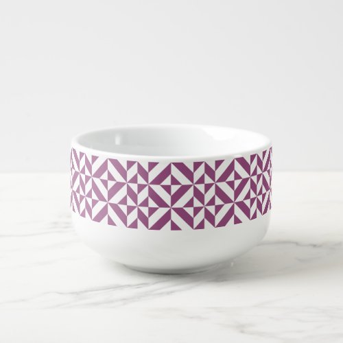 Warm Purple Geometric Deco Cube Soup Mug