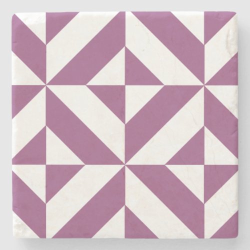 Warm Purple Geometric Deco Cube Stone Coaster