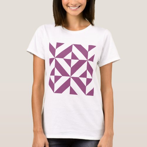 Warm Purple Geometric Deco Cube T_Shirt