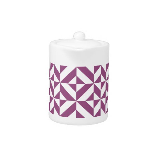 Warm Purple Geometric Deco Cube Teapot