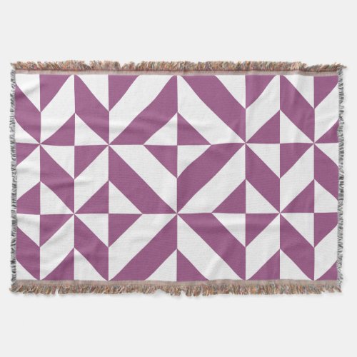 Warm Purple Geometric Deco Cube Throw Blanket