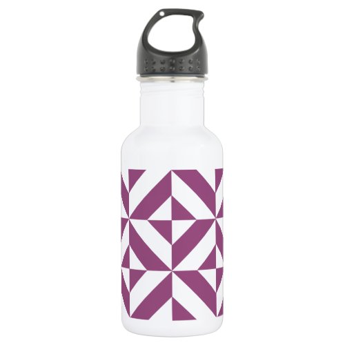 Warm Purple Geometric Deco Cube Water Bottle