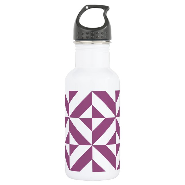 Warm Purple Geometric Deco Cube Water Bottle (Front)