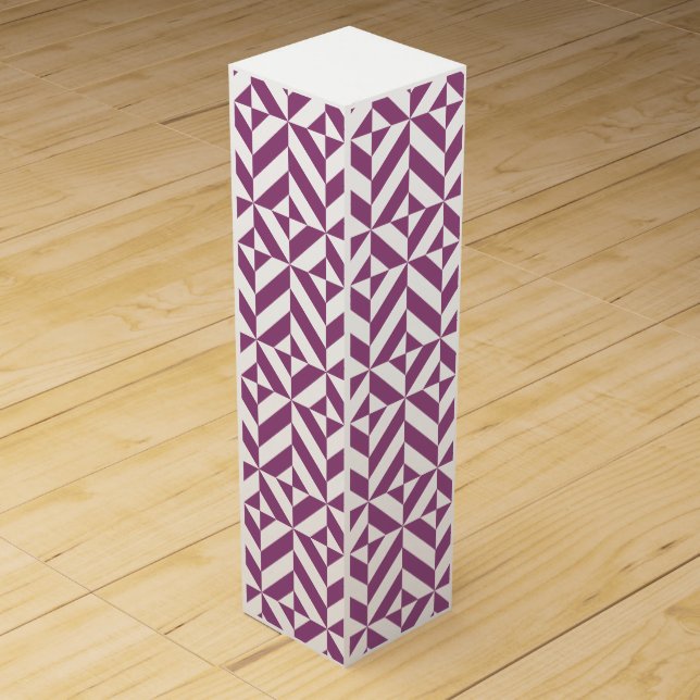 Warm Purple Geometric Deco Cube Wine Box (Front)